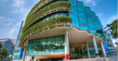 Front view of building at Singapore Management University