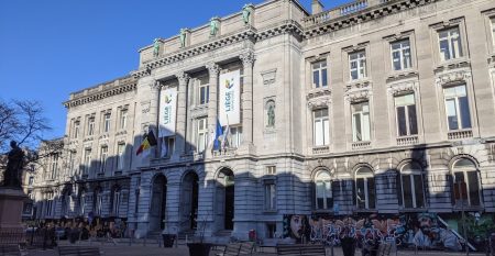 Front of grey stone building at University of Liège in Belgium