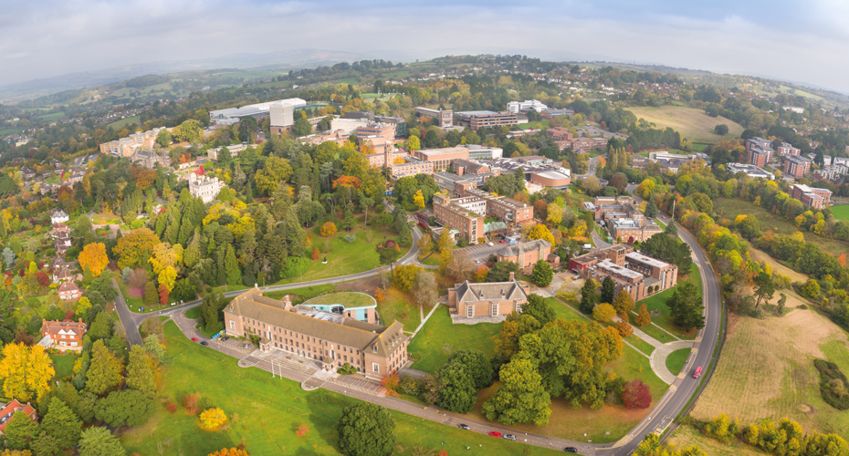 Aerial view of University of Exeter